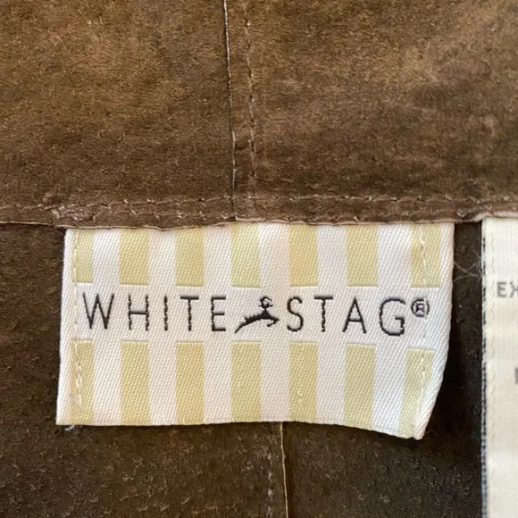 White Stag Womens Vintage Brown Suede Blazer w Macramé Trim Size 4/6 - Picture 10 of 11